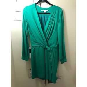Gorgeous jade DVF silk wrap mini dress